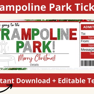 Trampoline Park Ticket. Trampoline Park Invitation. Trampoline Park Invite. Trampoline Park Gift Certificate. Trampoline Party Printable.