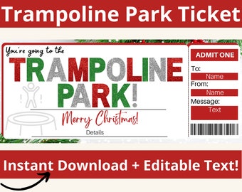 Trampoline Park Ticket. Trampoline Park Invitation. Trampoline Park Invite. Trampoline Park Gift Certificate. Trampoline Party Printable.