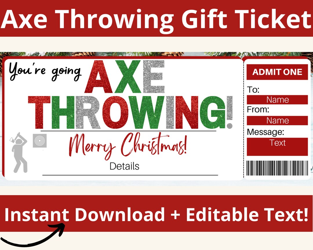 Axe Throwing Gift Certificate. Axe Throwing Gifts. Axe Throwing Coupon