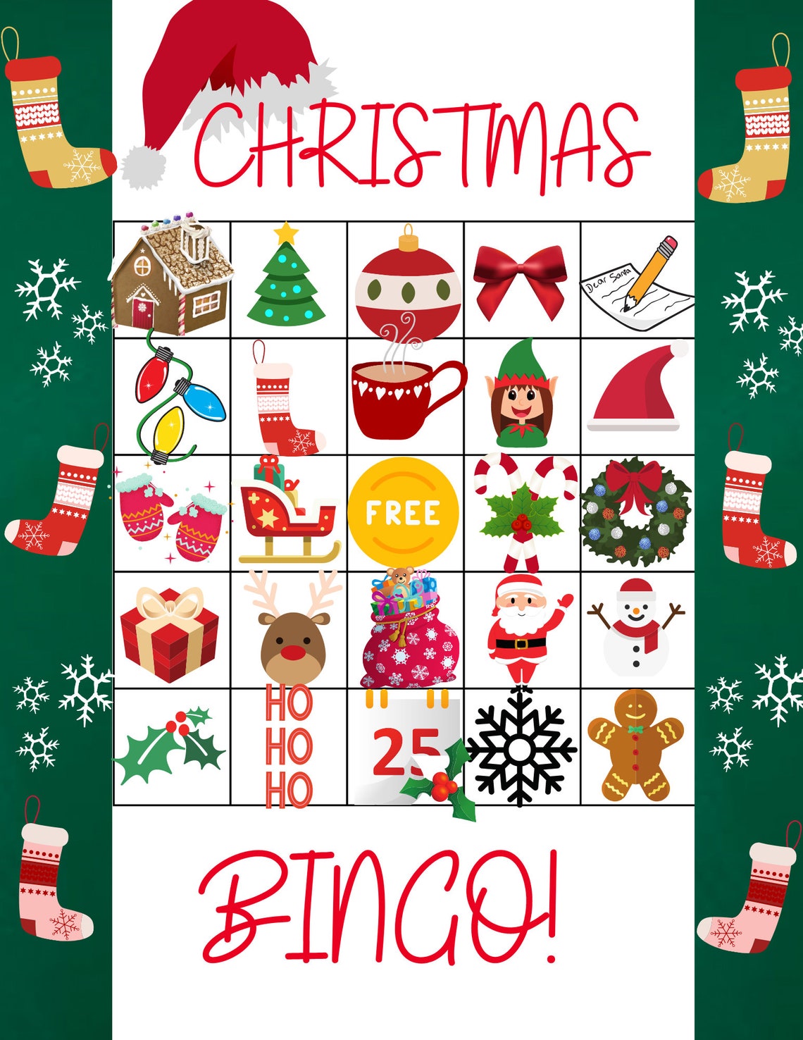 Christmas Bingo Boards Christmas Bingo Games for Kids | Etsy