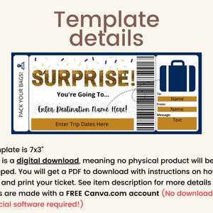 Boarding Pass Template. Surprise Vacation Printable. Surprise Trip ...
