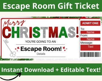 Escape Room Gift. Escape Room Ticket. Escape Room Invitation. Escape Room Invite. Escape Room Card. Printable Voucher. Editable