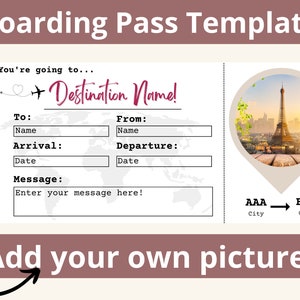 Boarding Pass Template. Boarding Ticket Canva. Airline Ticket. Airplane Ticket. Surprise Trip Reveal. Travel Voucher. Vacation Ticket