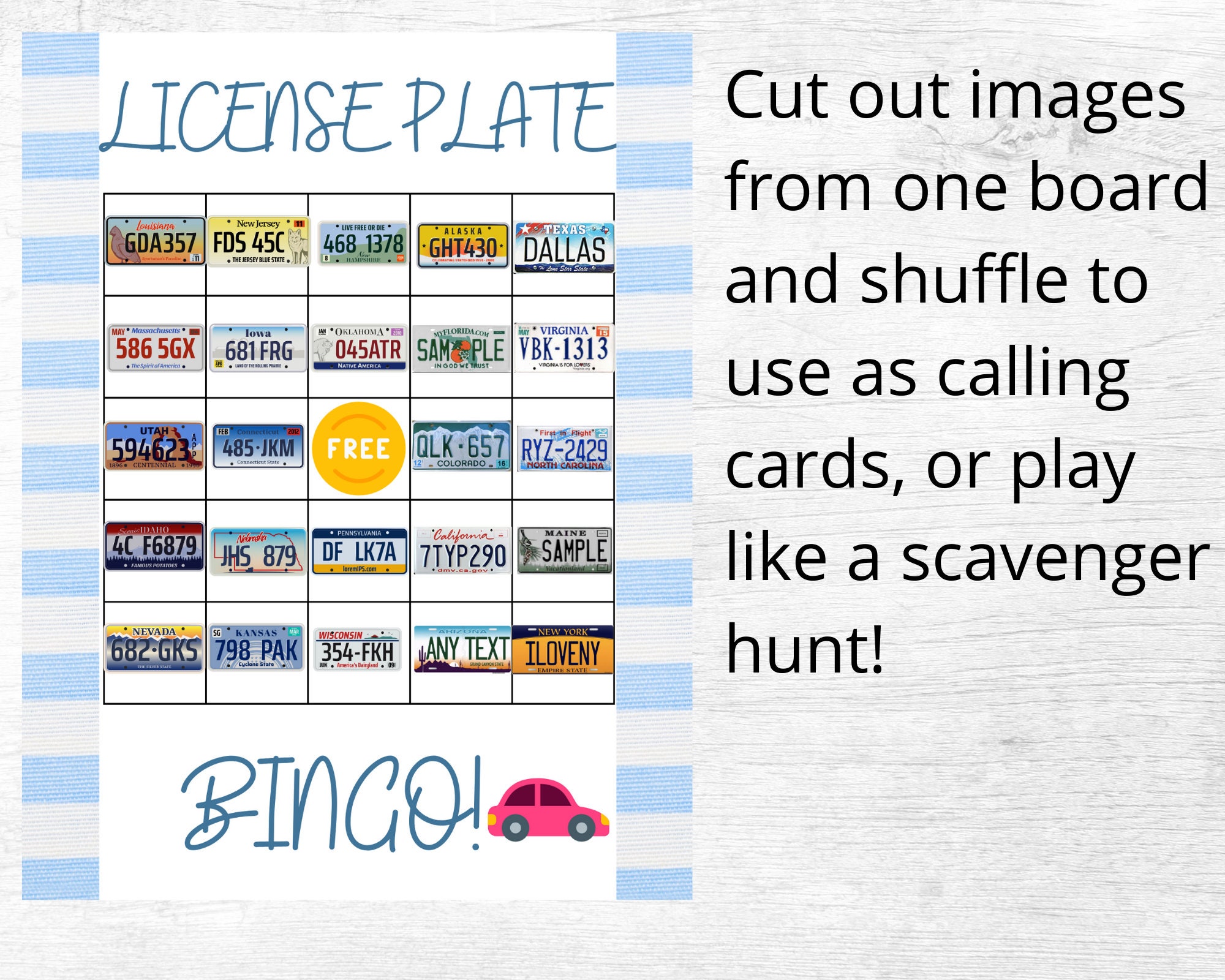License Plate Bingo. Road Trip Games Road Trip Printables for - Etsy España