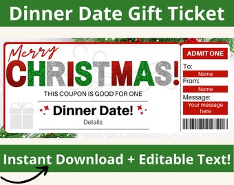 Dinner Date Coupon. Dinner Date Card. Christmas Date Night. Christmas Coupon.Printable Date Voucher. Date Night Coupon. Date Night Voucher.