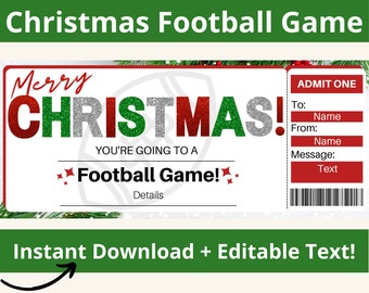 Christmas Football Game Tickets. NFL ticket template. Football Game Ticket Templates. Sporting Event Ticket. Surprise Football Ticket.