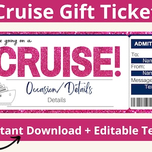 Cruise Ticket Vorlage. Kreuzfahrtgutschein. Bordkarte für Kreuzfahrten. Cruise Ticket Surprise. Kreuzfahrt-Geschenke. Cruise Girls Reise. Kreuzfahrt-Geburtstag.