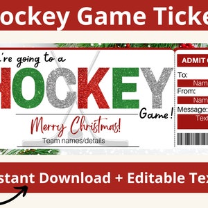 Christmas Hockey Game Ticket. Hockey Ticket Template. Hockey Ticket Gift. Hockey Game Gift. Sport ticket. Sport Gift. Hockey Gift