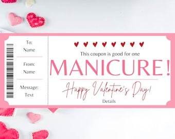 Manicure Gift Certificate, Mani Pedi Voucher, Spa Day Ticket, Nail Coupon, Printable, Editable Template, Mothers Day Gift
