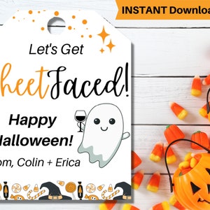 Rótulo de vinho de Halloween. Vamos ficar com o Sheetfaced. Etiqueta de vinho de Halloween. Rótulos de garrafas de vinho de Halloween. Tags de vinho editáveis. Etiquetas de vinho para imprimir