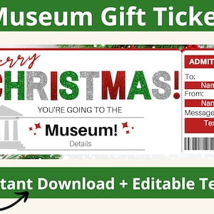 Museums-Eintrittskarte. Museums-Geschenkgutschein. Museums Coupon. Museumsgutschein. Wissenschaftsmuseum. Kindermuseum. Museum Geschenke. Druckbar
