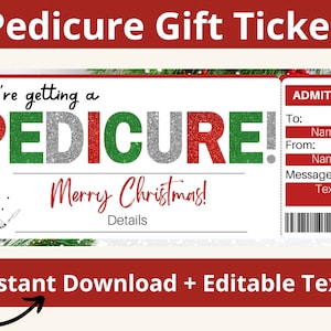 Weihnachts-Pediküre Gutschein. Pediküre Ticket. Pediküre Geschenkkarte. Pediküre Geschenk. Mani Pedi Geschenk. Salon Ticket.Salon Gutschein Vorlage