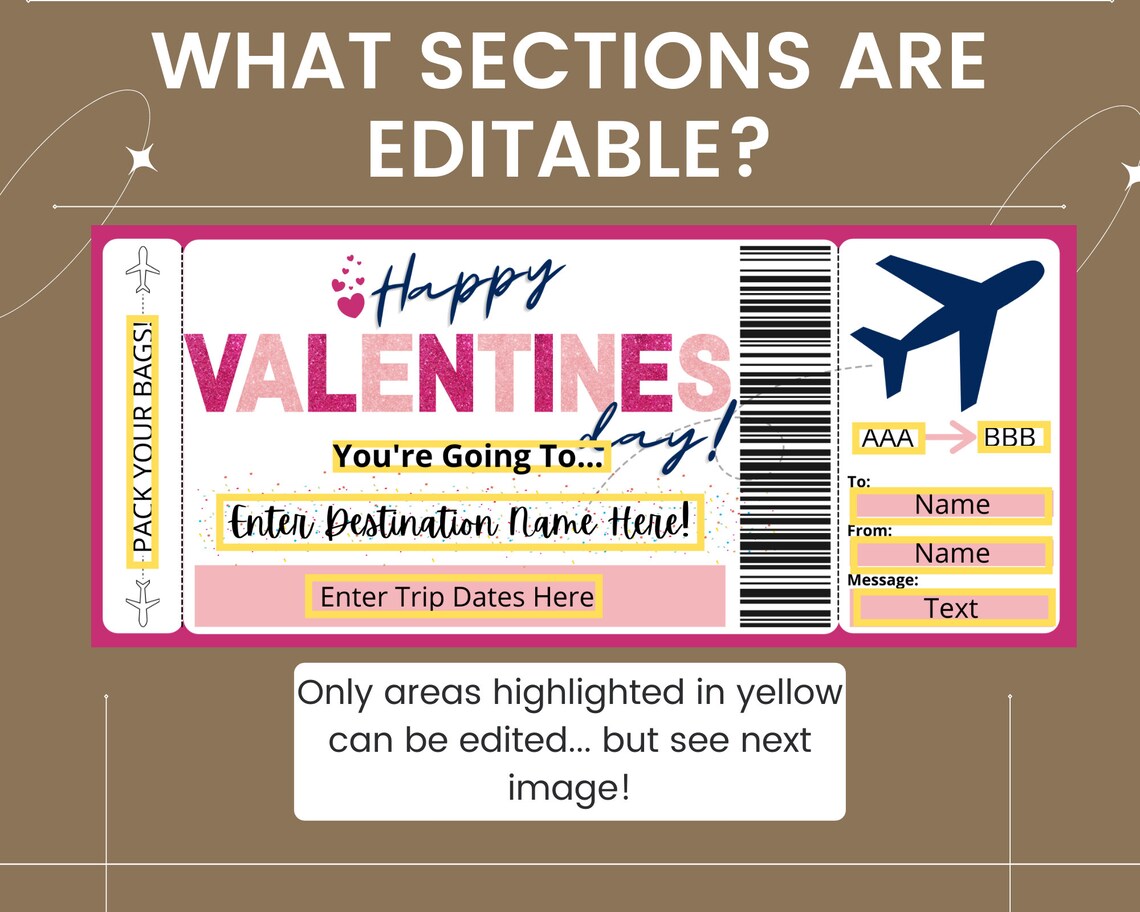 Valentine's Day Boarding Pass. Printable Boarding Pass. | Etsy