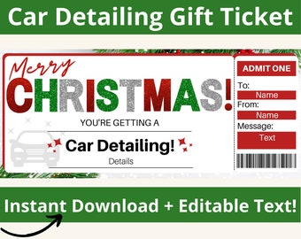 Car Detailing Gift Certificate Template. Car Detailing Certificate. Car Detail Gift Certificate. Car Cleaning Gift. Car Wash Ticket. Print