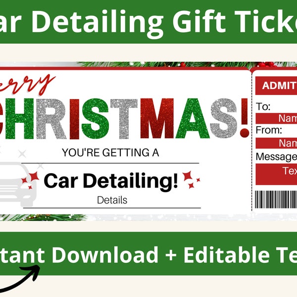 Car Detailing Gift Certificate Template. Car Detailing Certificate. Car Detail Gift Certificate. Car Cleaning Gift. Car Wash Ticket. Print