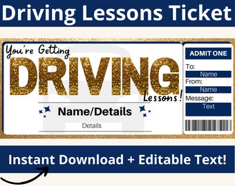 Driving Lesson Voucher. Driving Lessons. Driving License. Driving Practice. Driving Instructor. New driver. New Car Gift. Sweet 16 Gifts