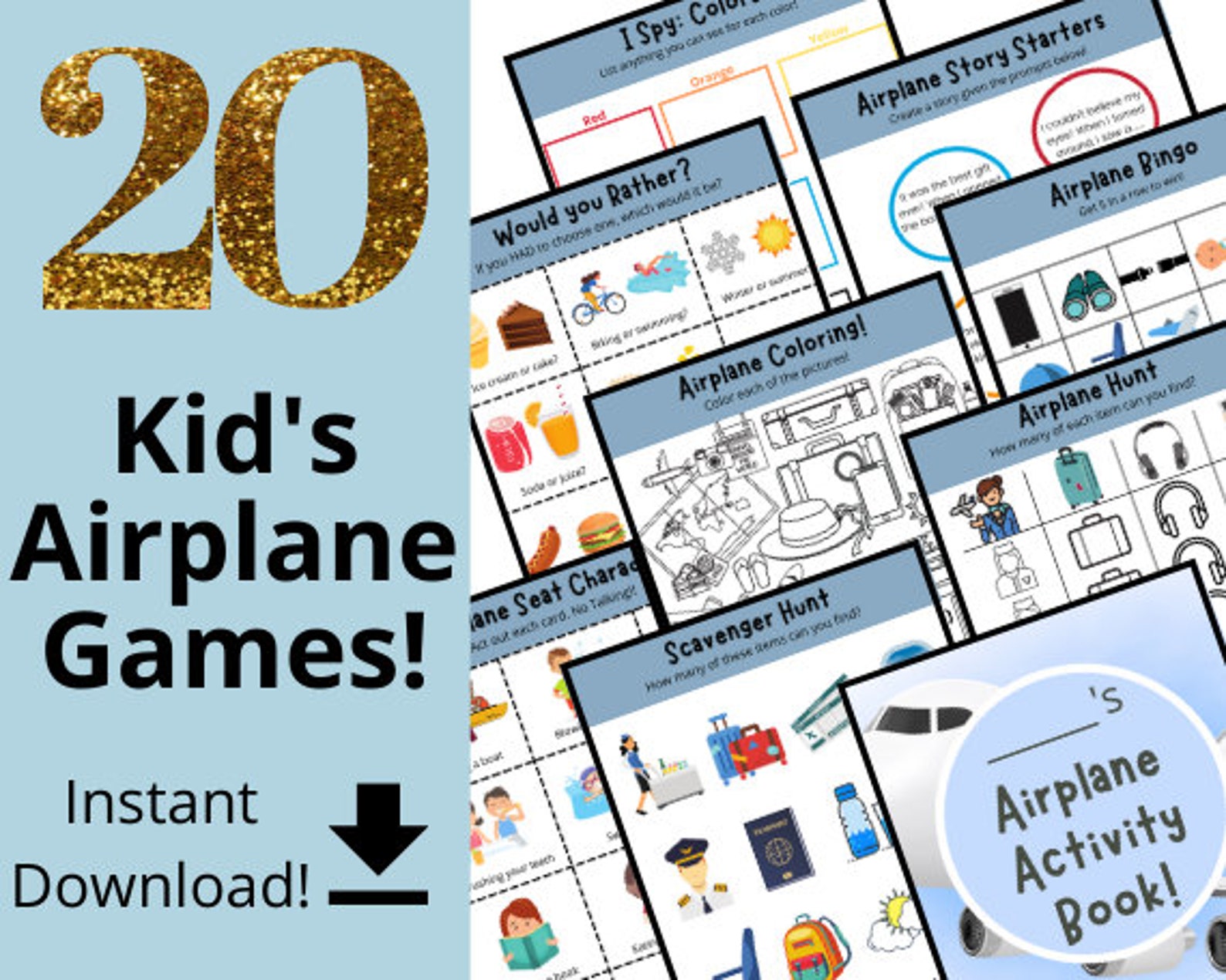 Airplane Activities for Kids. Airplane Activity Kit. Airplane Etsy