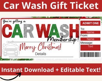 Car Wash Ticket Template. Car Wash Gift Tag. Car Wash Coupon. Car Wash Gift Card. Car Wash Membership Gift Certificate. Printable