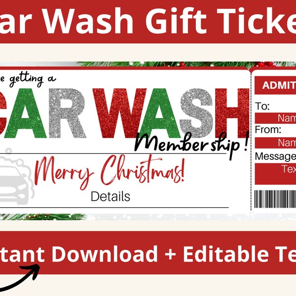 Car Wash Ticket Printable - Etsy