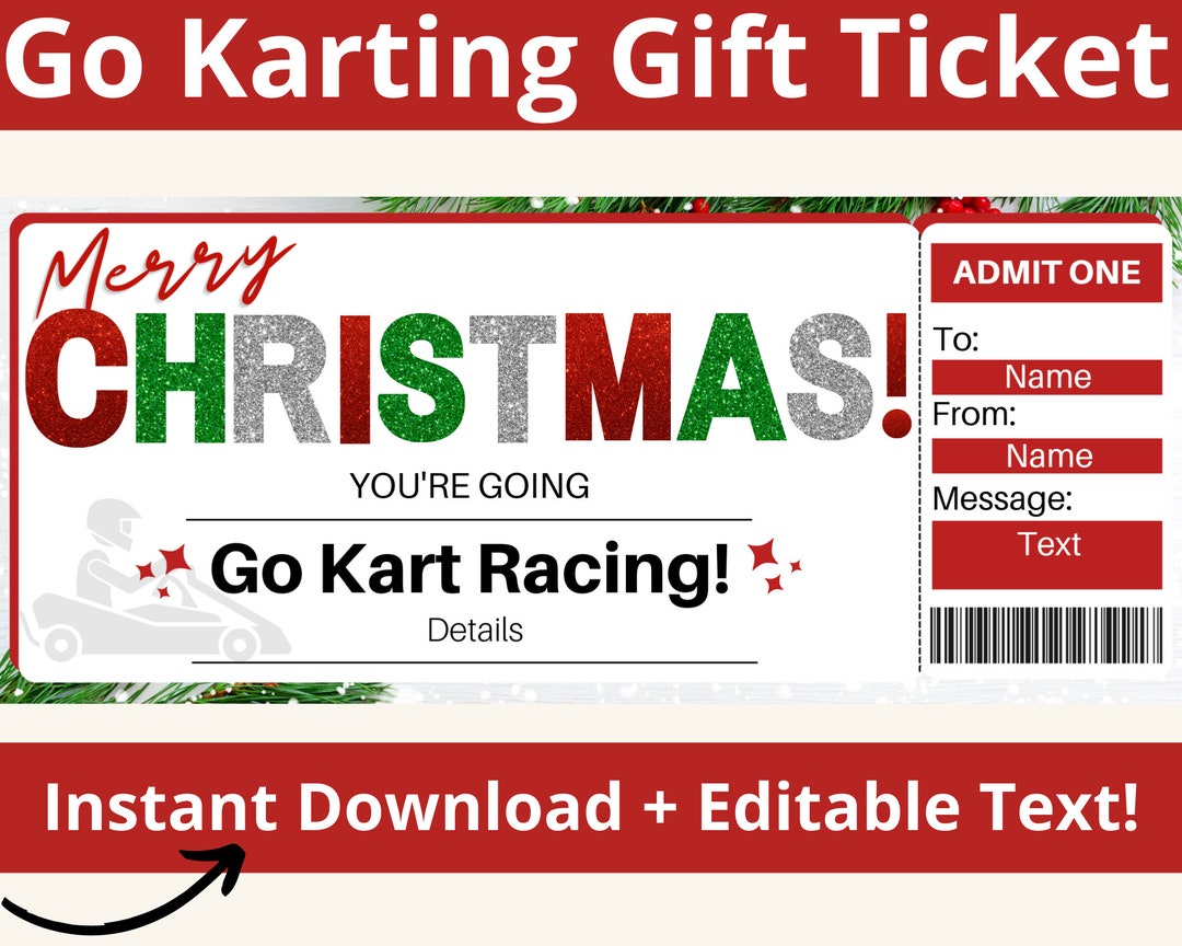Go Kart Ticket. Go Karting Gift Certificate. Go Kart Racing Etsy