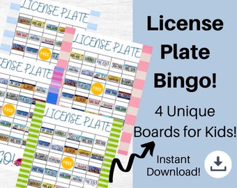 License Plate Bingo. Road Trip Games, Road Trip Printables for Kids, Fun car games, Car trip games. Kids Travel. Travel blogging gifts.