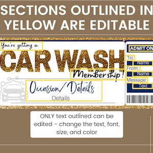 Car Wash Ticket Template. Car Wash Gift Tag. Car Wash Coupon. Car Wash ...