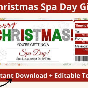 Certificat-cadeau de spa de Noël. Cadeau de massage. Cadeau de pédicure. Cadeau de manucure. Carte cadeau massages. Certificat de massage. Cadeau de jour de spa. Coupon de salon
