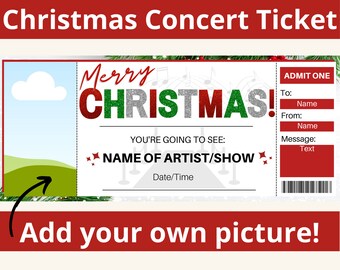 Christmas Concert Ticket. Concert Ticket Gift. Printable Concert Ticket. Editable Concert Ticket. Printable Tickets. Surprise Concert Ticket