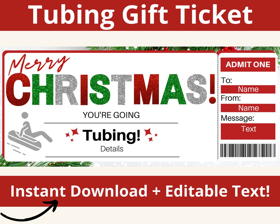 Snow Tubing Ticket. Snow Tubing Gift Certificate. Tubing Etsy
