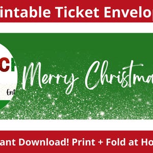 Sobre para boletos. Plantilla de sobre imprimible. Sobre navideño. Funda para boletos. Sobre para regalo. Sobre para tarjeta de embarque. Sobre sorpresa