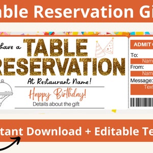 Tafelreserveringscadeau. Gereserveerd tafelticket. Restaurantreservering. Restaurantcadeaus. Reserveringskaarten. Cadeaubon voor een date night.