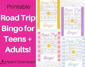 Road Trip Bingo Game Printable, Road Trip Activities for Kids, Car Trip Bingo Boards, Car Games, Road Trip Gift, Instant Download PDF