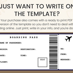 Boarding Pass Template. Boarding Ticket Template. Surprise Boarding Pass. Airline Ticket. Airplane Ticket. Travel Voucher. Printable image 4