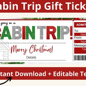 Invito per viaggio in cabina. Regali per cabina. Buono regalo per viaggio in cabina. Buono regalo per affitto cabina. Biglietto regalo per vacanza in cabina. Carta cabina. Stampabile