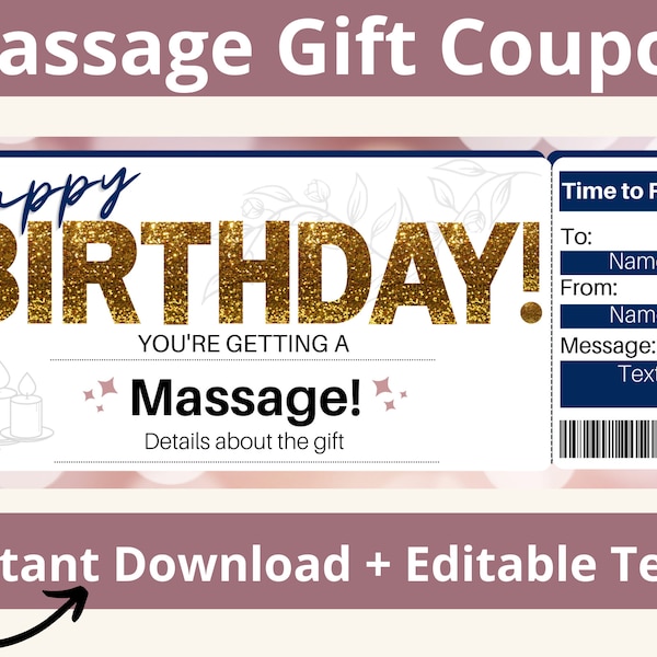 Massage Gift. Massage Gift Certificate. Massage Gift Card. Surprise Gift. Printable Tickets. Birthday Ticket Surprise. Ticket Template