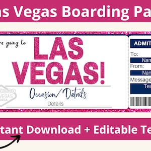 Las Vegas Ticket. Las Vegas Trip Ticket. Las Vegas Travel. Las Vegas Surprise Trip. Las Vegas Invite. Las Vegas Invitation. Printable