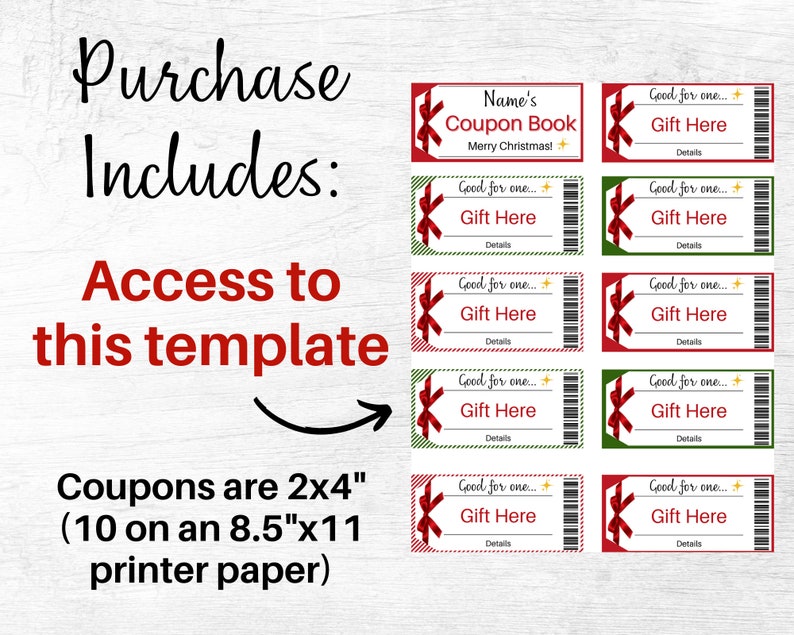 Christmas Coupon Template. Christmas Coupon Book. Christmas Etsy
