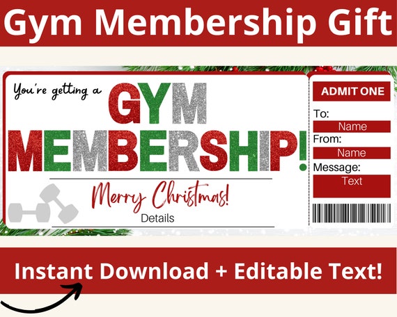 Gym Membership Gift Certificate. Gym Certificate. Gym Gifts. Gym Cards. Gym  Lover Gift. Workout Gift. Fitness Gifts. Printable Ticket 