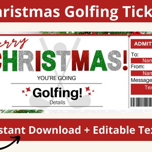 Christmas Golf Ticket. Golfing Gift Ticket. Golfing Gifts. Surprise Golfing Trip. Golfing Day Gift. Printable Ticket. Golf Coupon. Editable