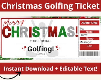 Biglietto golf di Natale. Biglietto regalo per il golf. Regali per il golf. Viaggio di golf a sorpresa. Regalo per la giornata del golf. Biglietto stampabile. Buono golf. Modificabile