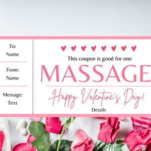 Chèque cadeau massage. Coupon de massage. Bon de massage. Billet de massage. Carte cadeau massage. Chèque Cadeau Massage. Billet de spa. Imprimable