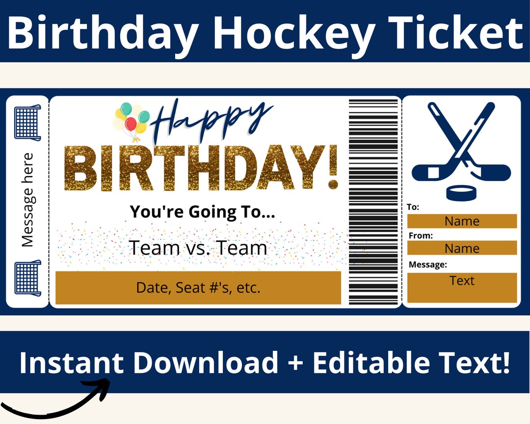 Hockey Ticket Template. Hockey Ticket Gift. Hockey Game. Surprise