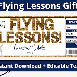 Flugunterricht Zertifikat. Fliegendes Geschenk. Flugunterricht. Flugzeug Geschenke. Flugzeug Geschenke. Fliegen lernen. Druckbares Ticket. Bearbeitbar