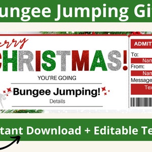 Bungee Jumping Gift Ticket. Bungee Jump Ticket. Bungee Jumping Gift Certificate. Bungee Jumping Coupon Bungee Jump Voucher. Printable