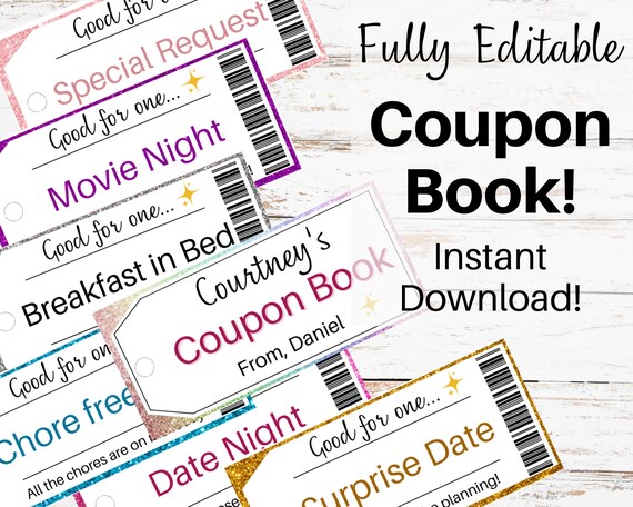 Coupon Book Template. Printable Coupon Book. Editable Coupon - Etsy