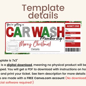 Car Wash Ticket Template. Car Wash Gift Tag. Car Wash Coupon. Car Wash ...