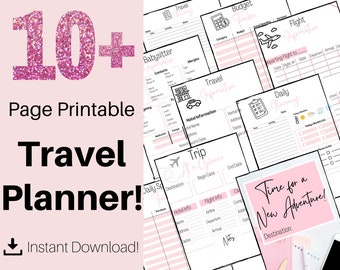Printable Travel Planner, Vacation Planner, Trip Planner, Travel Itinerary. Travel blogging gifts. Travel Gift. Travel accessories.