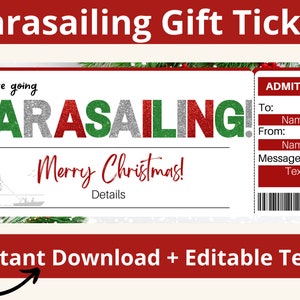 Parasailing Gift Certificate. Parasailing Gift Ticket. Parasailing Voucher. Parasailing Coupon. Parasailing Gift Ticket. Printable