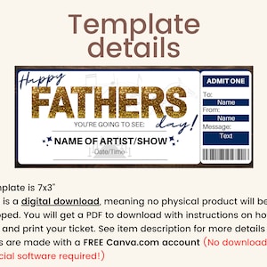 Fathers Day Concert Ticket Gift. Printable Concert Ticket. Concert Gift ...