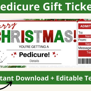 Weihnachts-Pediküre Gutschein. Pediküre Ticket. Pediküre Geschenkkarte. Pediküre Geschenk. Mani Pedi Geschenk. Salon Ticket.Salon Gutschein Vorlage